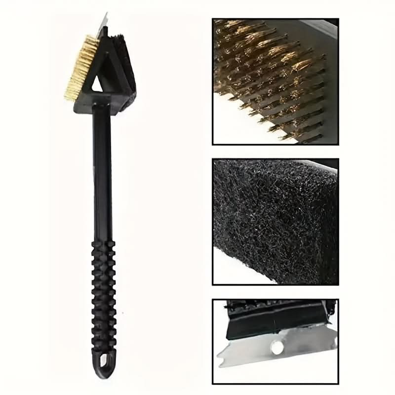 3-in-1 BBQ Cleaning Brush with Copper Wire Bristles