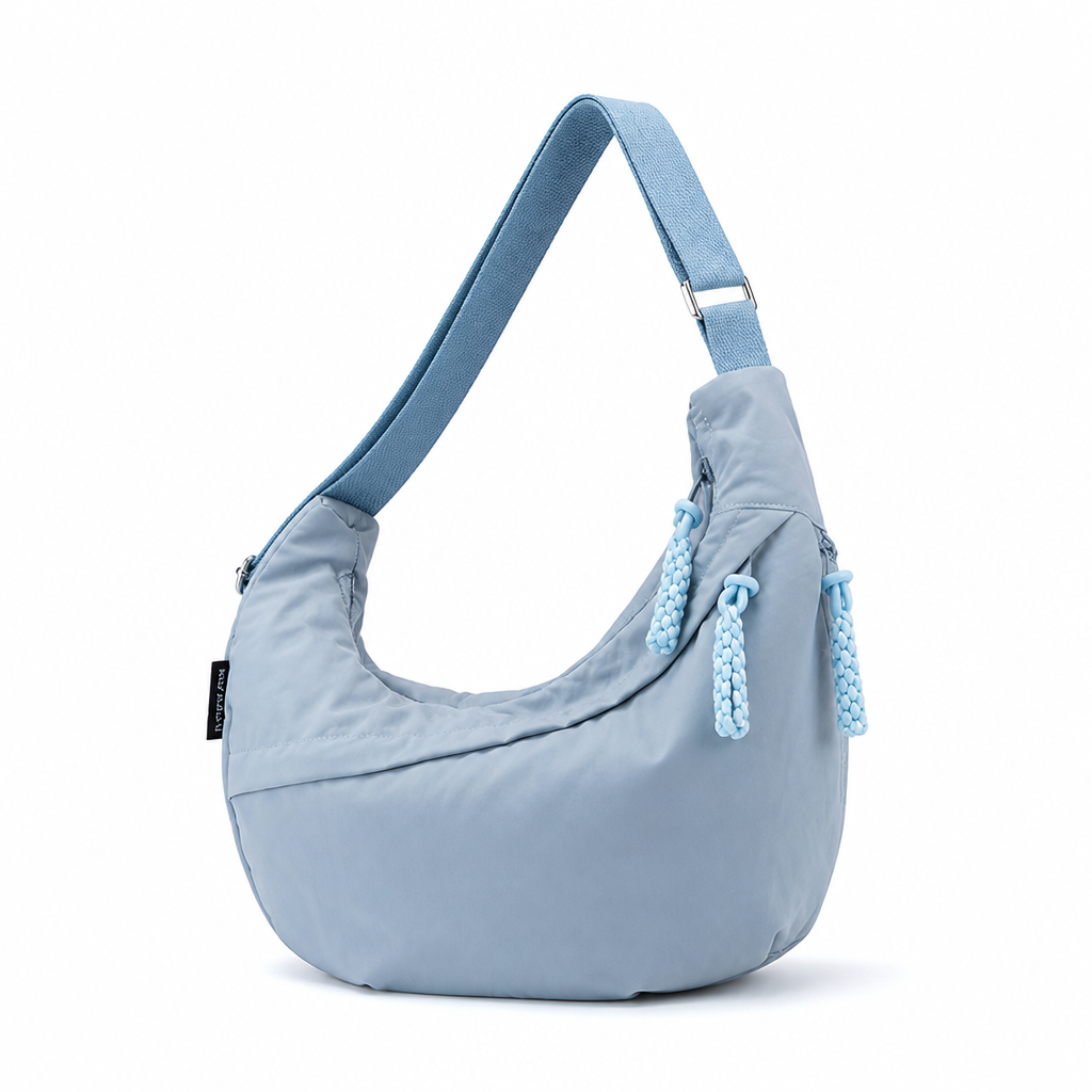 Smart-Compartment Water-Repellent Nylon Shoulder Bag
