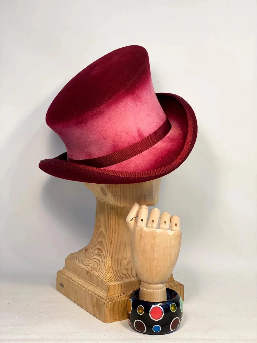 Asymmetrical Hand-Sewn Wool Cylinder Hat