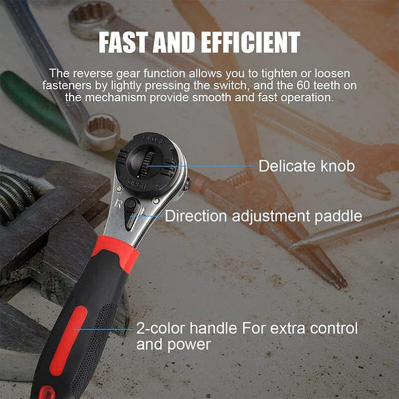 Chrome Vanadium Steel Ratchet Wrench with Adjustable Features
