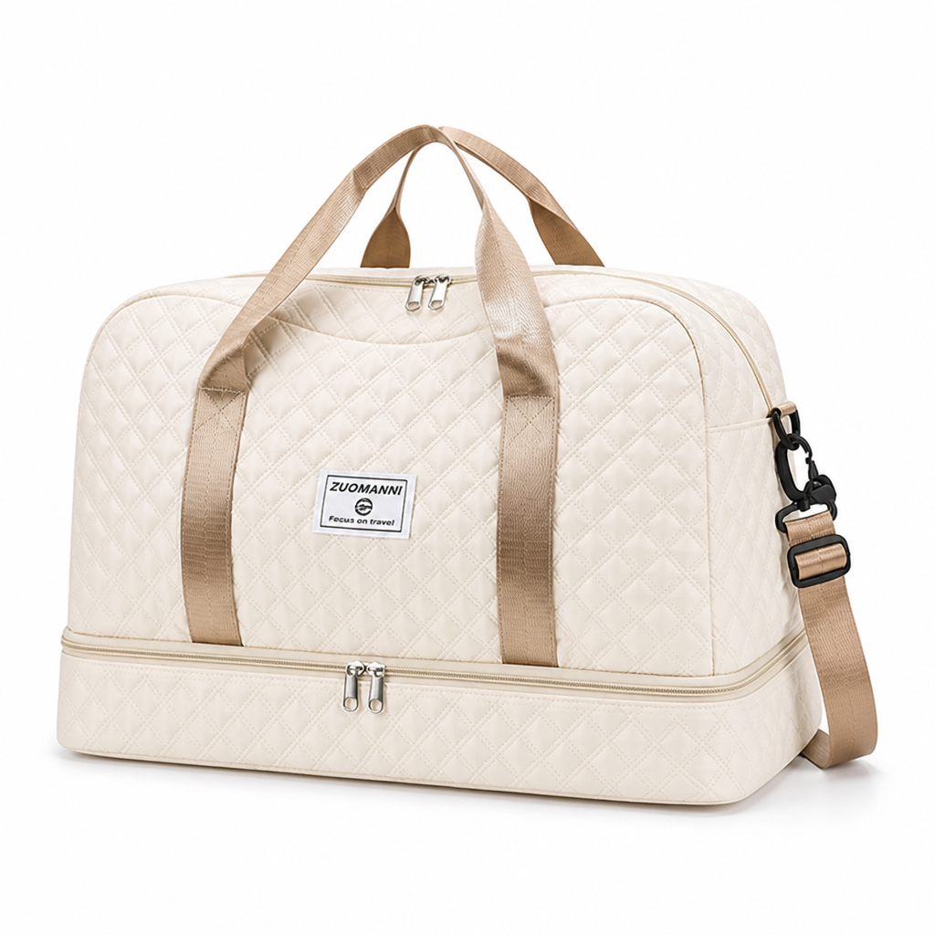 Water-Repellent Nylon Weekender Bag (Shoe & Wet Compartments)