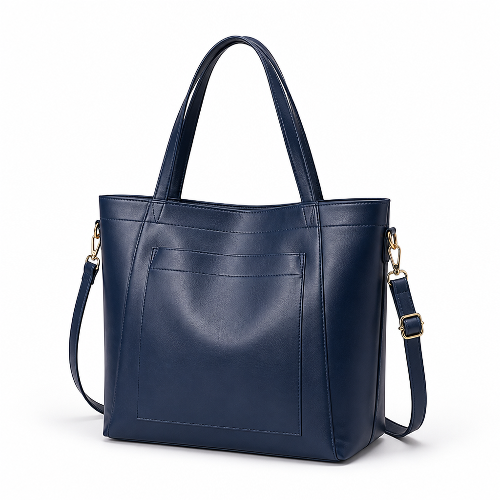 Premium PU Leather Convertible Zip-Top Tote Bag