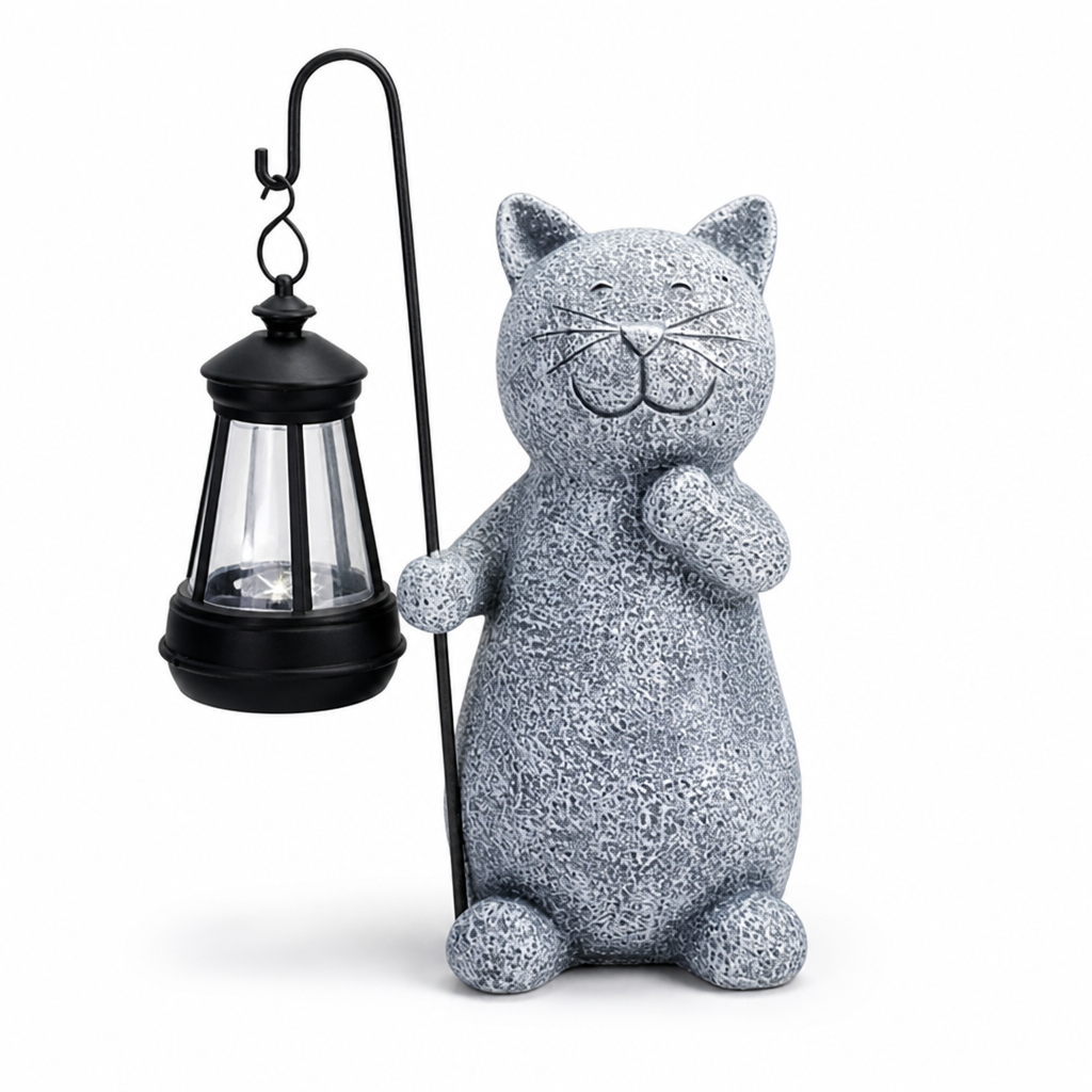Solar-Powered Weatherproof Cat Figurine Garden Light