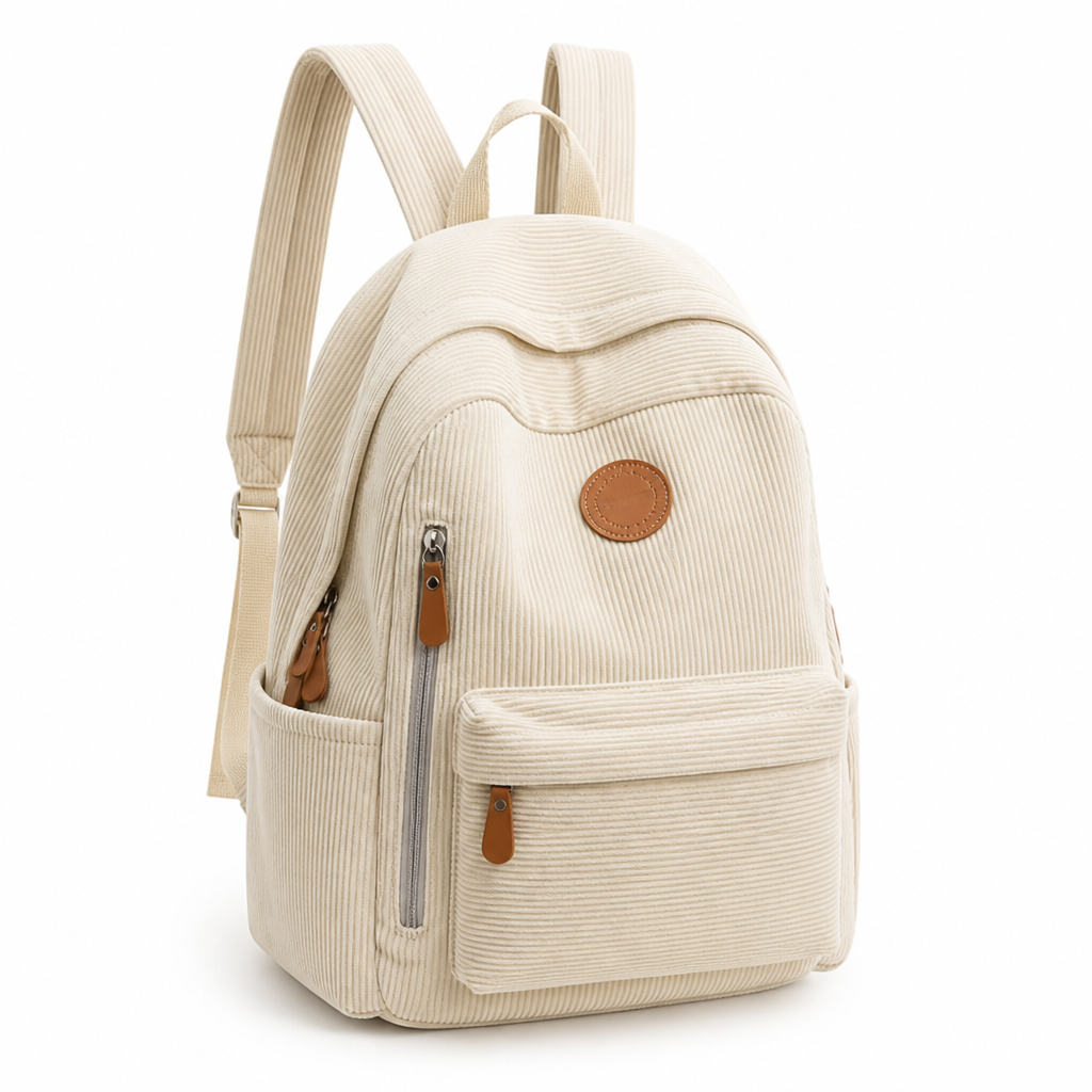 Lightweight Corduroy Multi-Pocket Backpack (Convertible Straps)