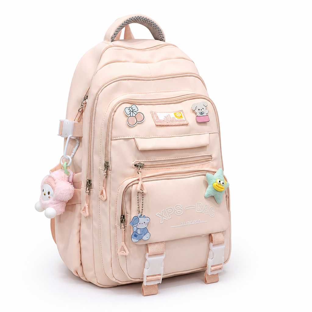 Large-Capacity Student Backpack With Pendant