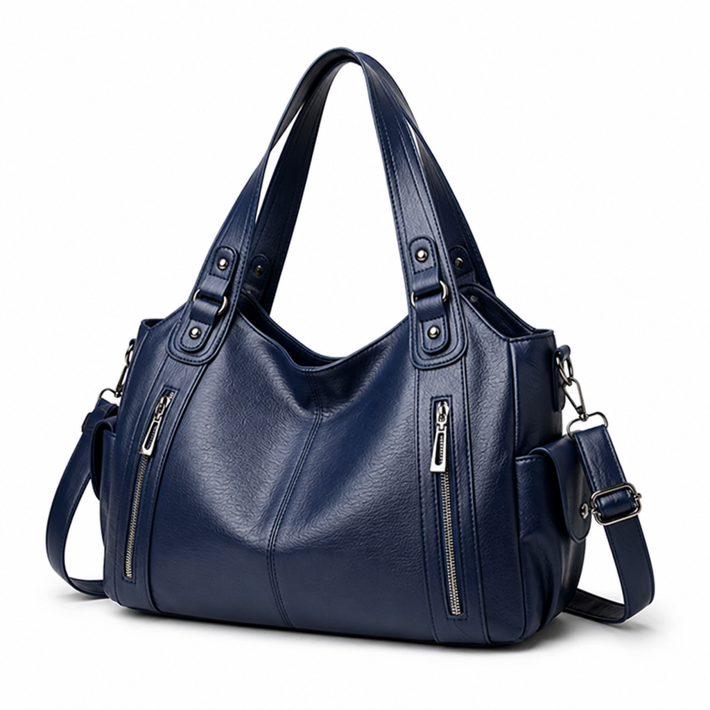 Faux Leather Multi-Pocket Tote Shoulder Bag