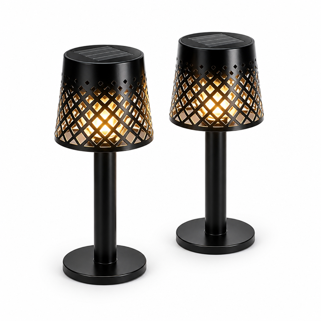 Solar-Powered Cutout Shadow Table Lamp (Set of 2)