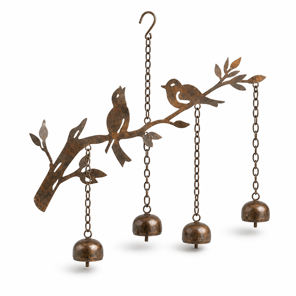 Weather-Resistant Antique Patina Iron Wind Chime (4 Tuned Bells)