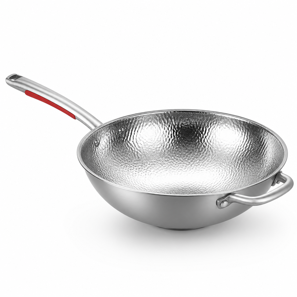 Pure Titanium Uncoated Non-Stick Round-Bottom Wok (30 cm)