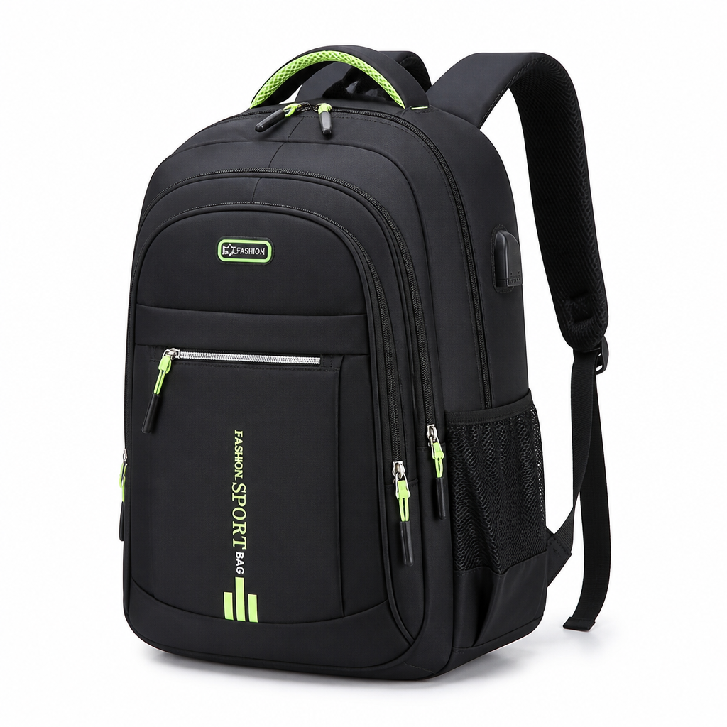 Water-Repellent Oxford USB-Charging Backpack (Fits 15.6in Laptop)