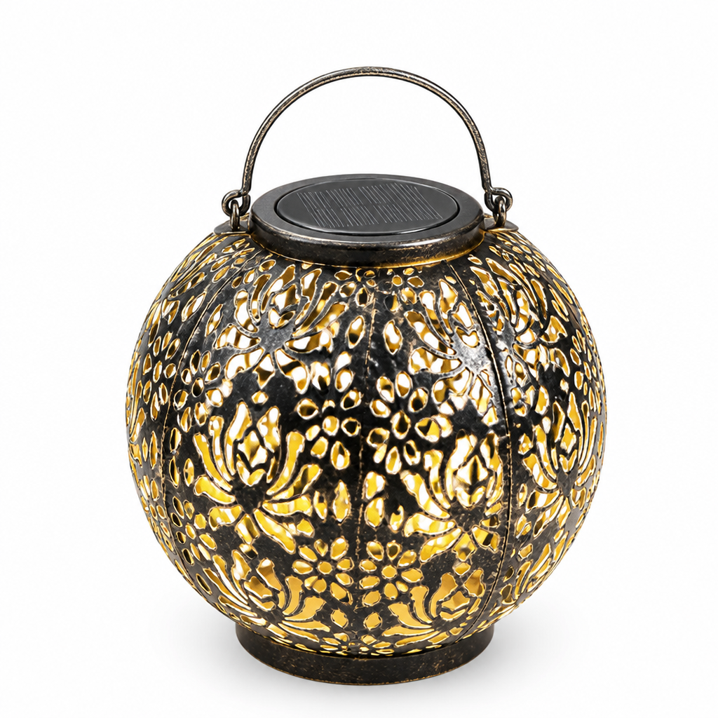Solar-Powered Waterproof Wrought Iron Garden Pendant Light