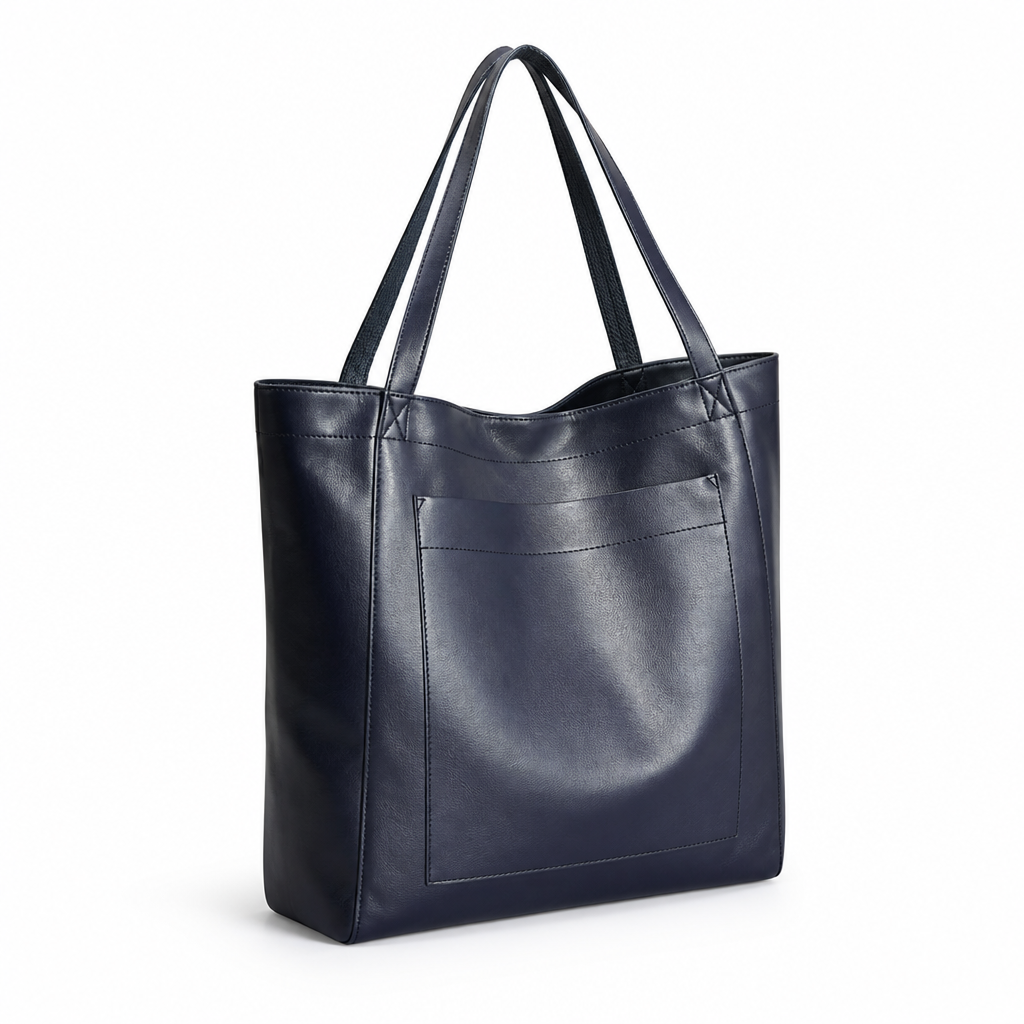 Genuine Leather Exterior Pockets & Interior Organizer Tote Bag
