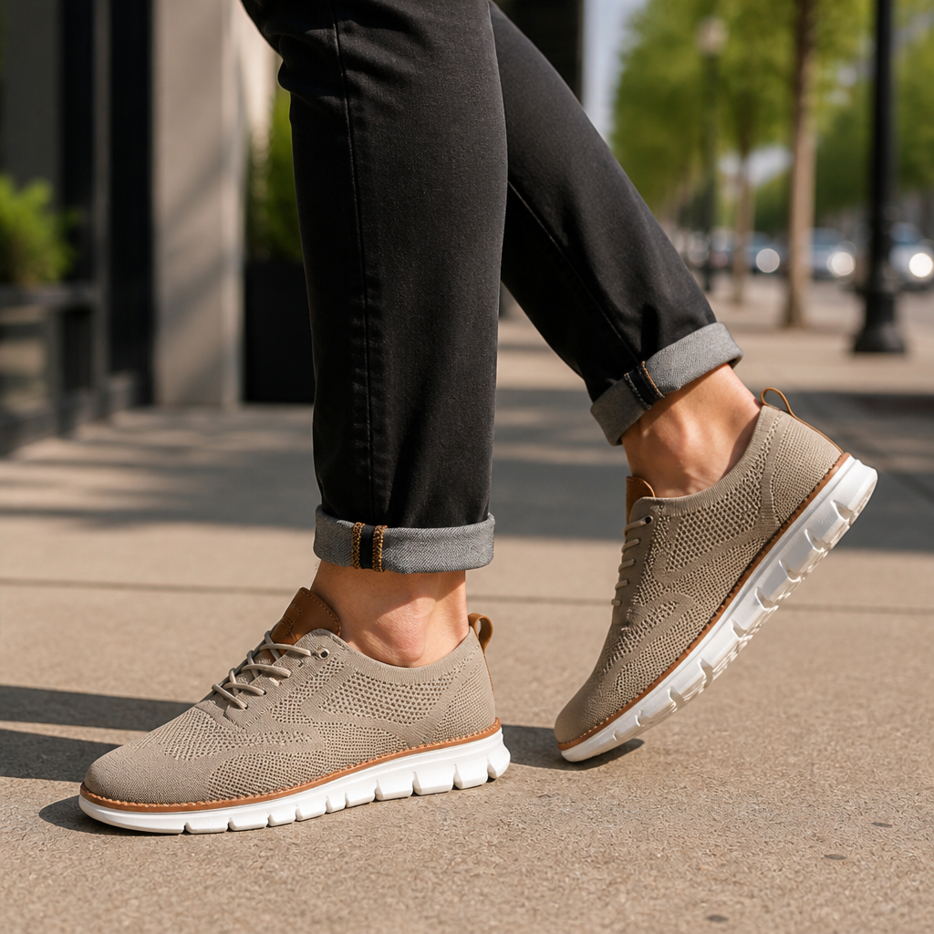 StrideAura™ – Breathable Knit Walking Shoes with Orthopedic Arch Support