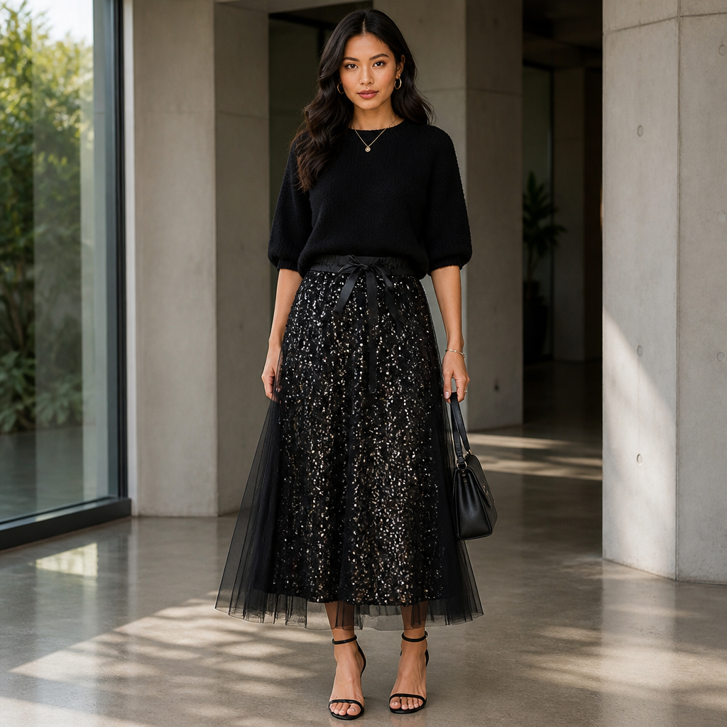 Luminelle™ Shine Top and WhisperTulle™ Skirt — Command Every Room with Effortless Elegance and Unstoppable Confidence