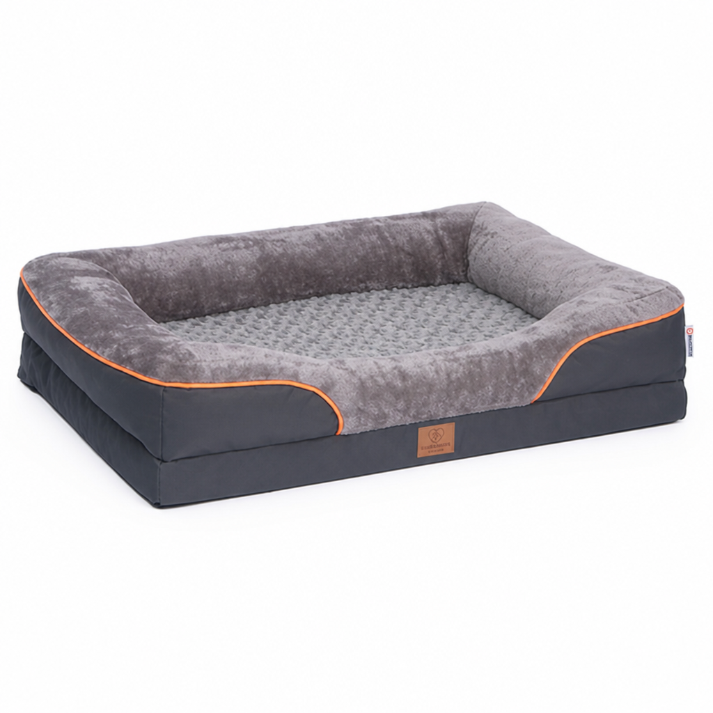 Orthopedic Plush Bolster Pet Bed (Removable, Washable Cover)