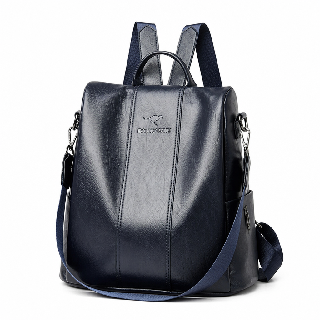 Anti-Theft Rear Zip Water-Repellent Faux Leather Convertible Backpack