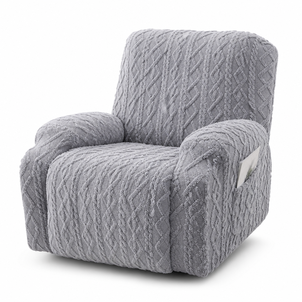 Plush Cable Knit Cotton Recliner Slipcover (Anti-Slip Fit)