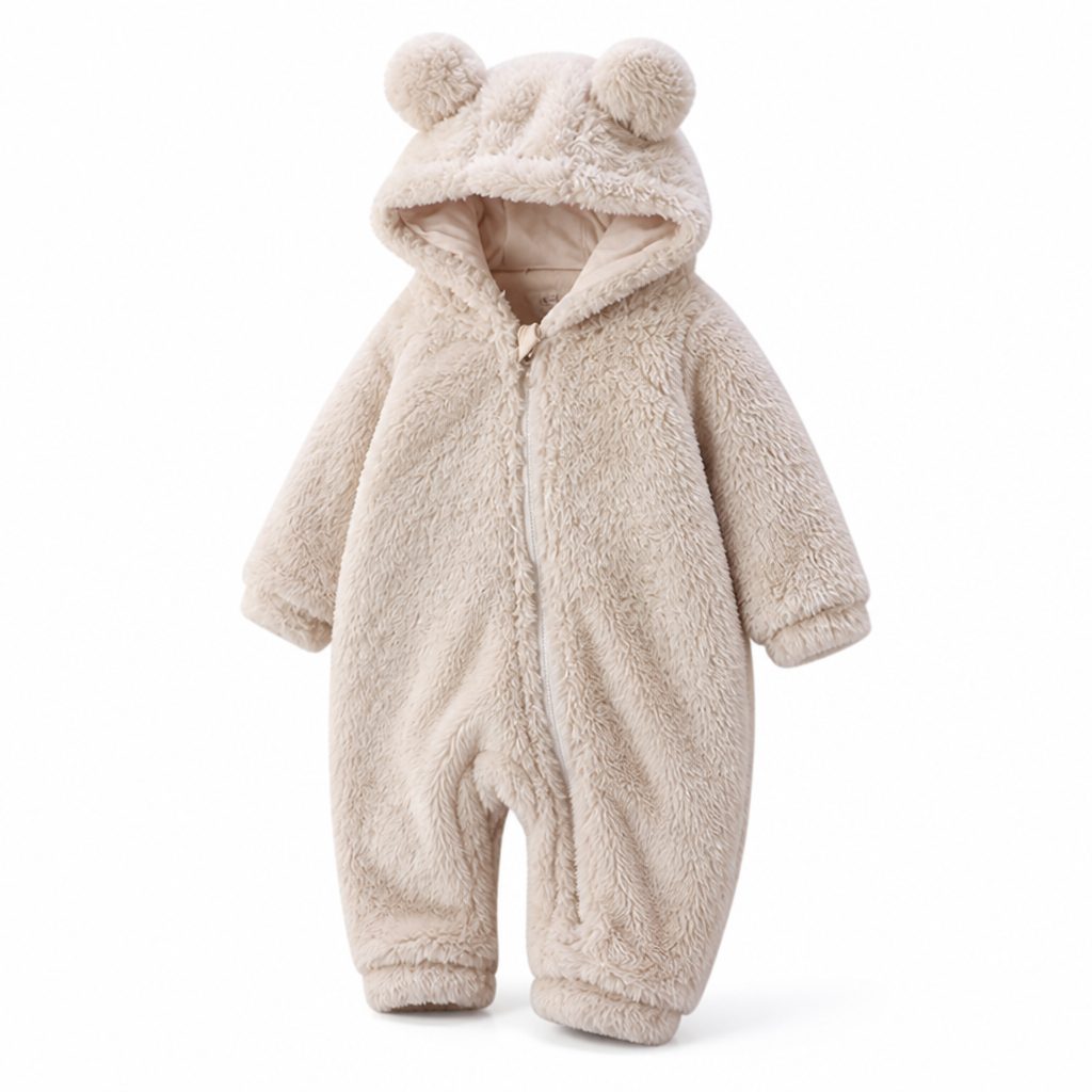 Ultra-Soft Flannel Zip Bear Hood Onesie