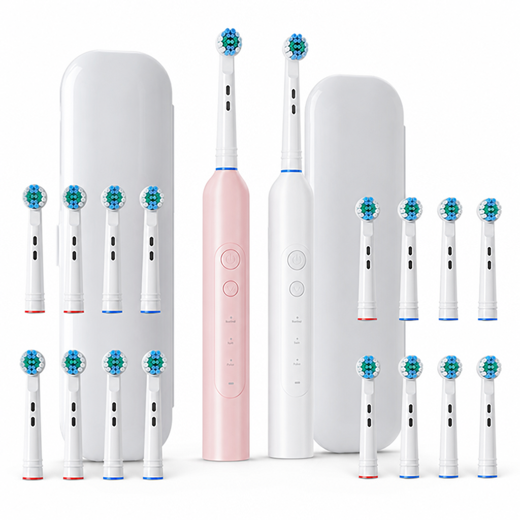 Rechargeable IPX7 Waterproof Electric Toothbrush (16 Replacement Heads)