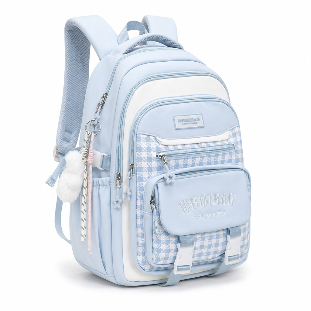 Plaid Patchwork Large-Capacity & Multi-Compartment Backpack