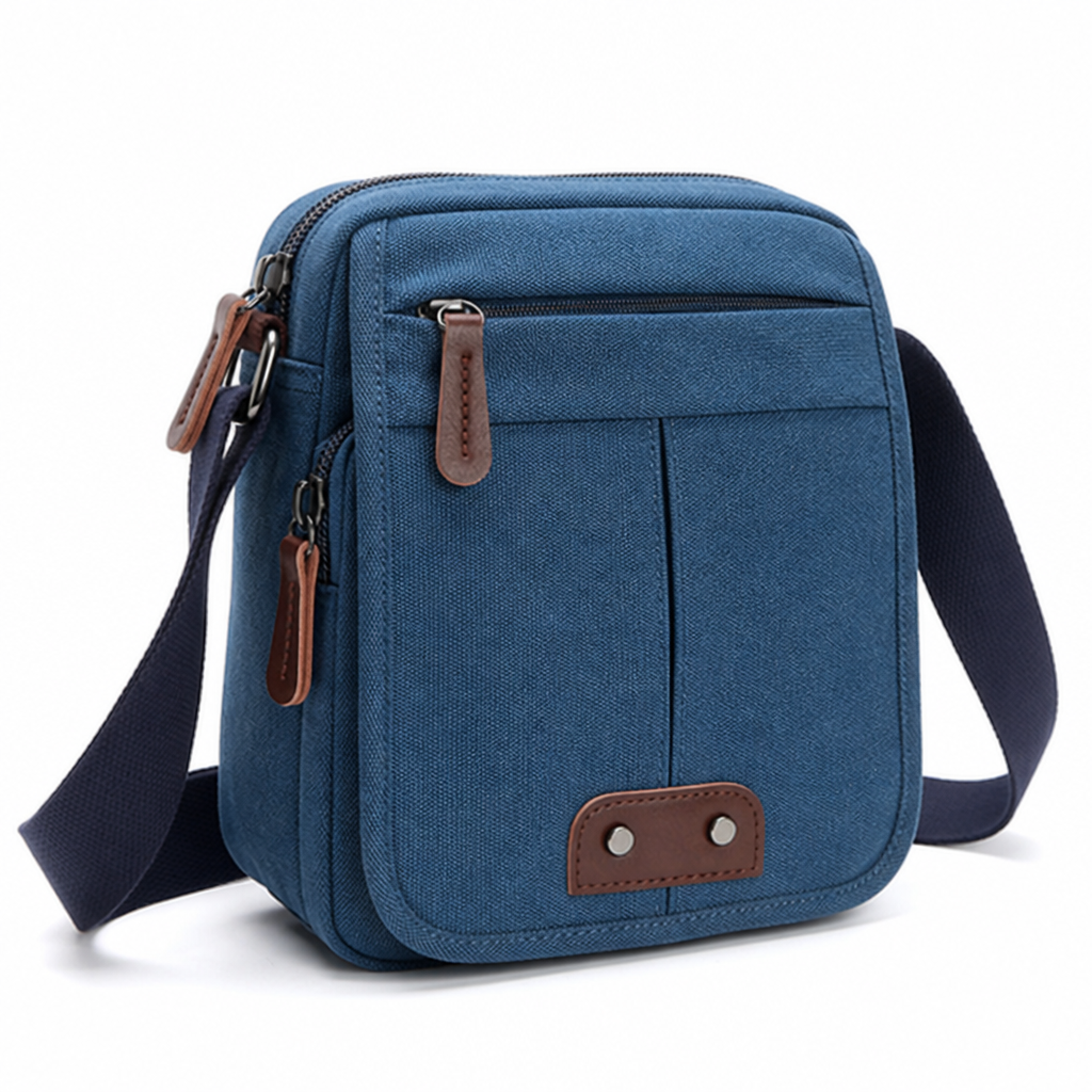 Durable Canvas Multi-Compartment Crossbody Bag
