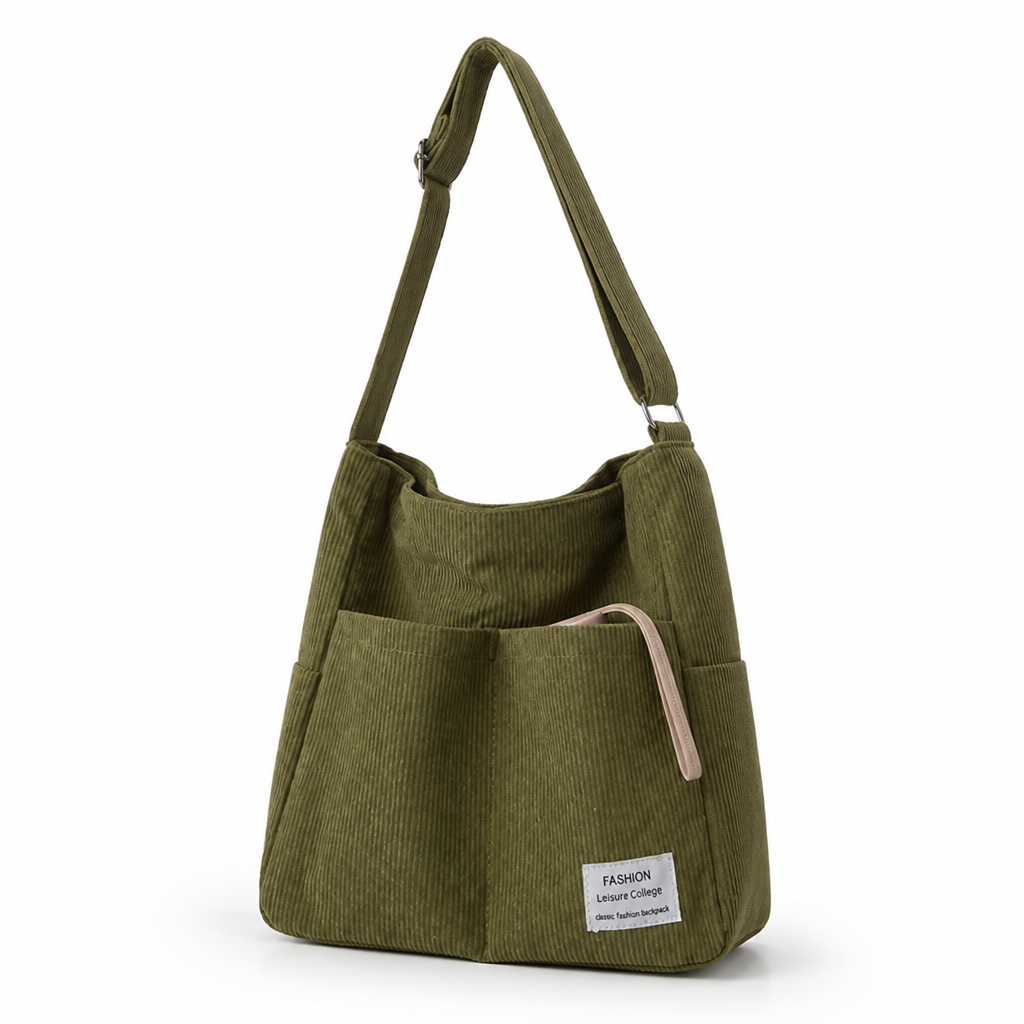 Durable Canvas & Adjustable Leather Strap Crossbody Bag