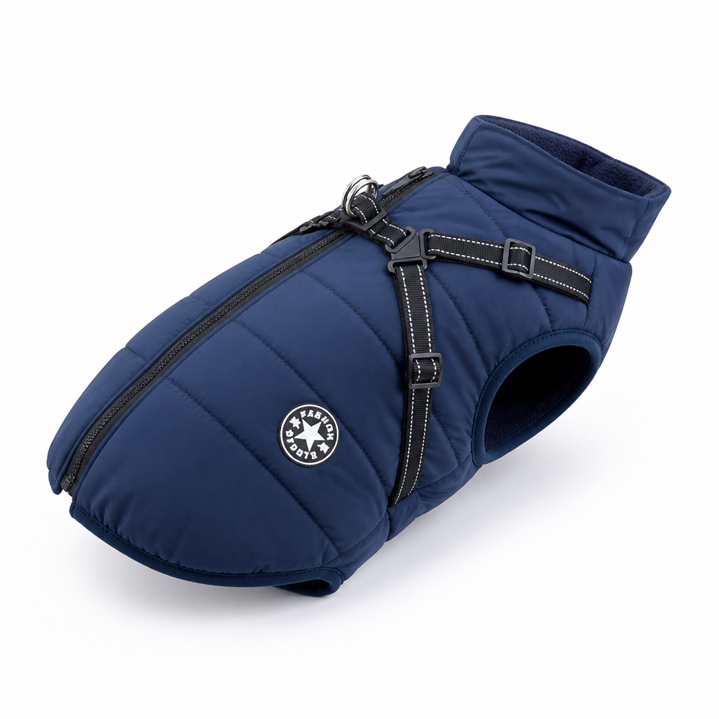 Waterproof Windproof Fleece-Lined Dog Coat (Integrated Harness)