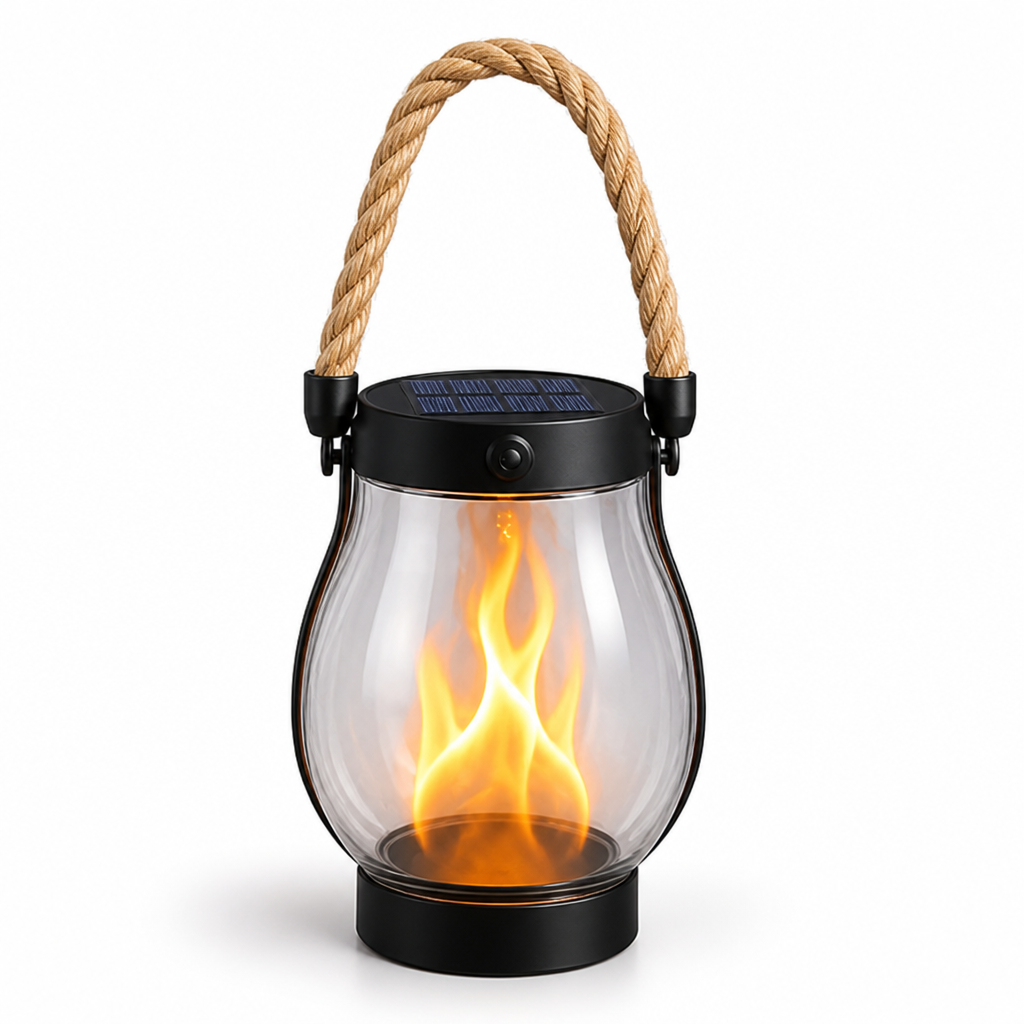 Realistic Flame Solar Lantern (Dusk Sensor)