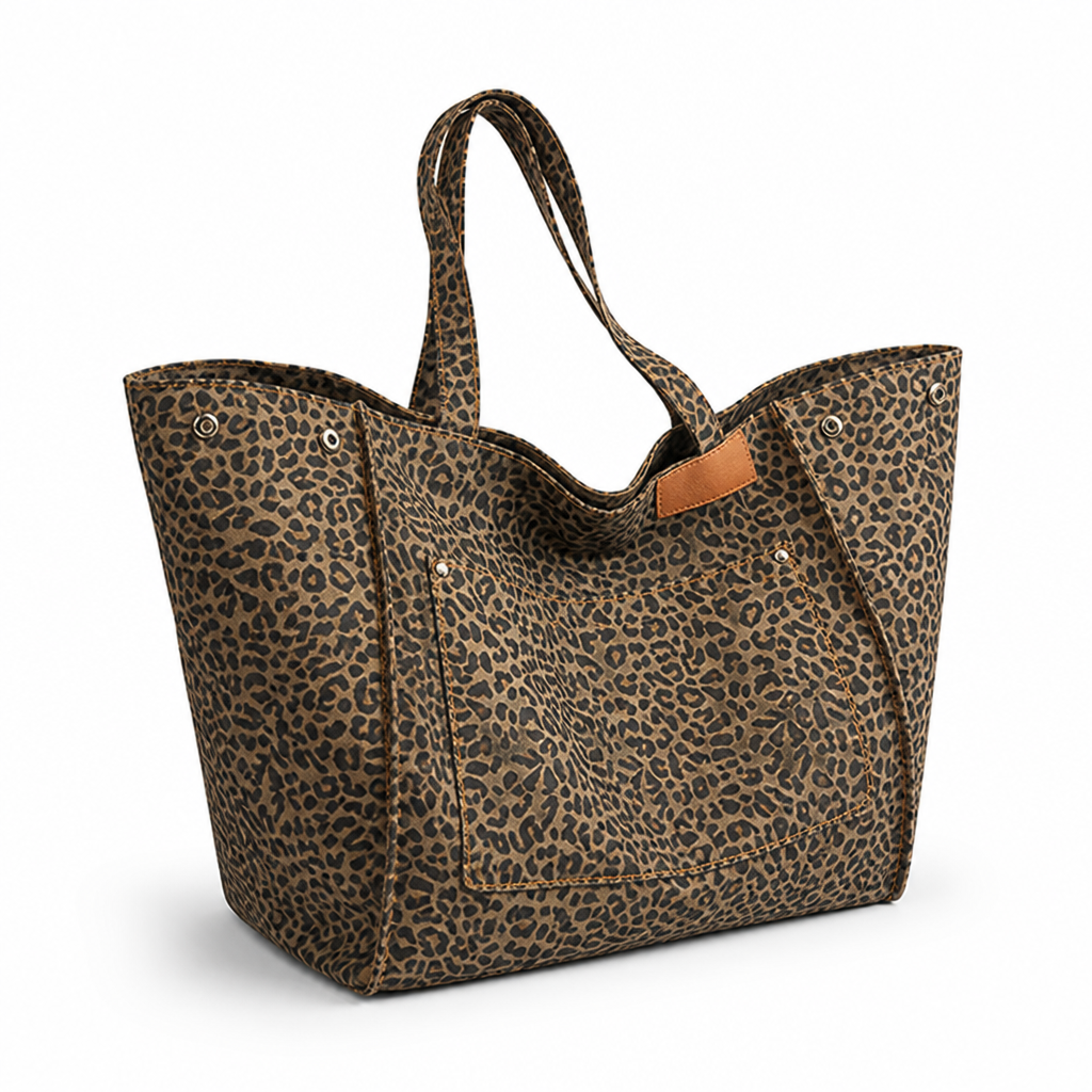 Leopard Print Multi-Pocket Handbag