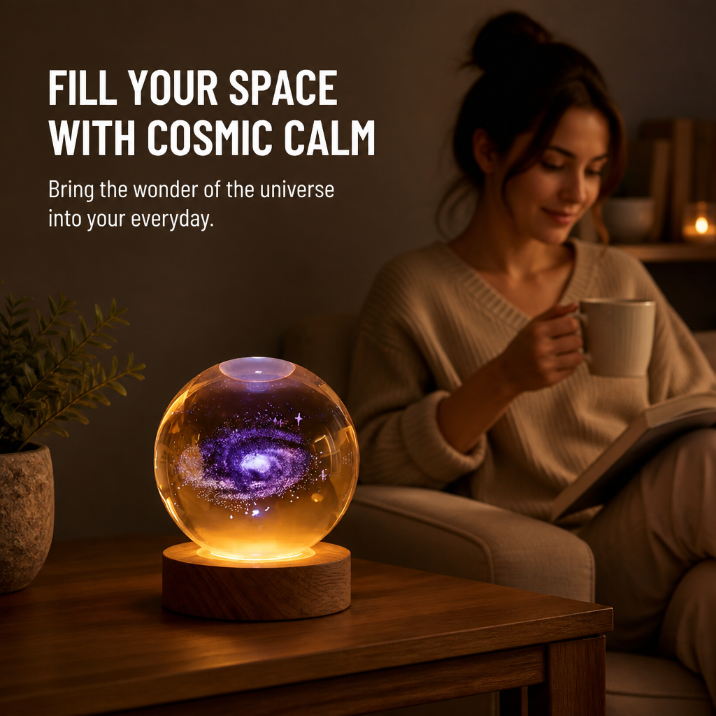 StellarSphere™ — Turn Any Nightstand into a Warm, Glowing Pocket Galaxy