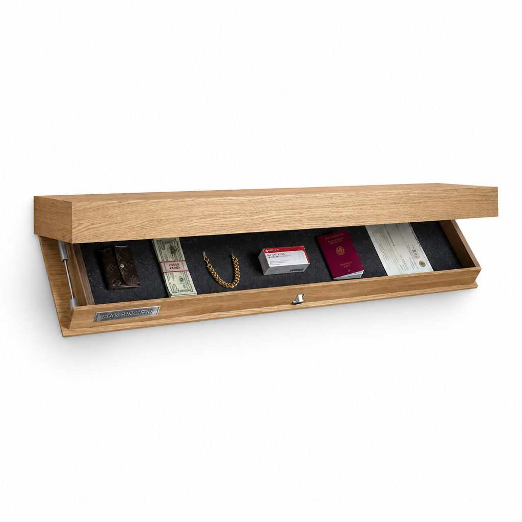 Hidden Compartment Floating Wood Wall Shelf