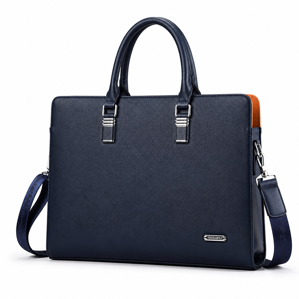 Genuine Leather Multi-Compartment Briefcase (Fits 15.6 in Laptop)