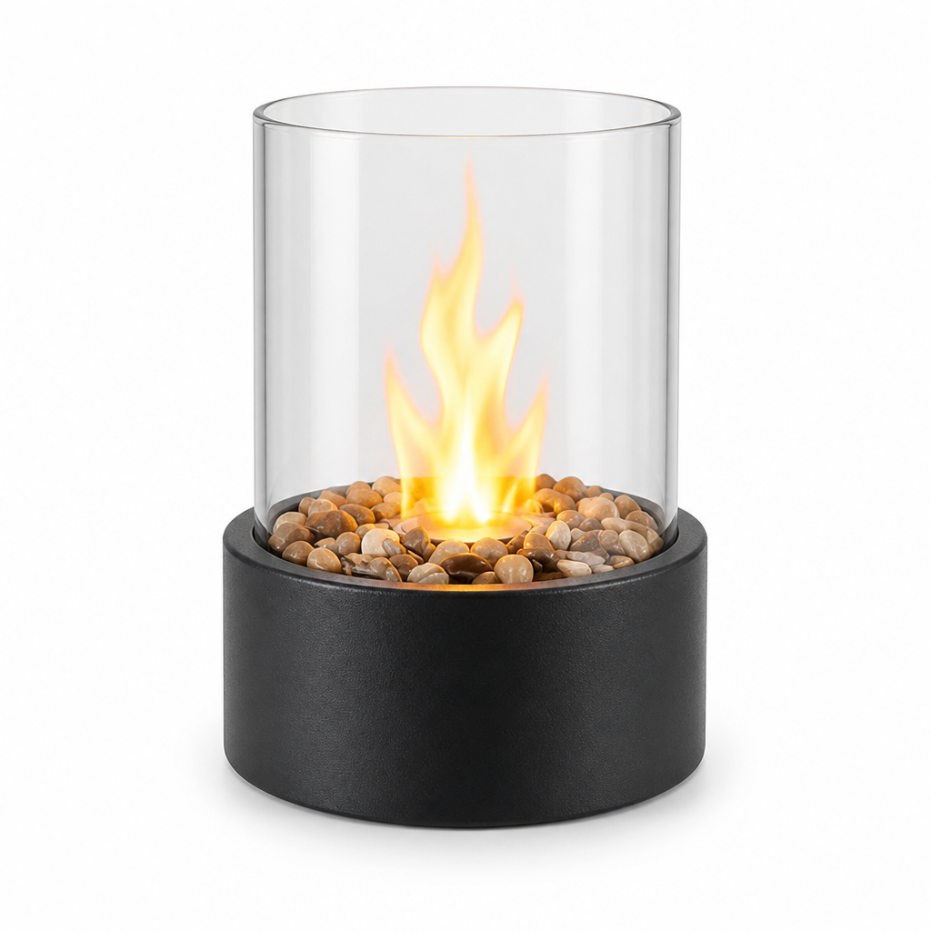 Soft Flickering Flame Portable Steel & Glass Table Lantern