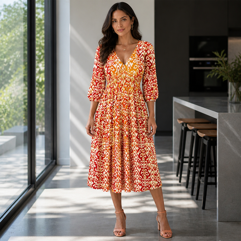 VelaRose™ Floral V-neck Dress — Sculpt Your Curves with Effortless Elegance and All-Day Comfort