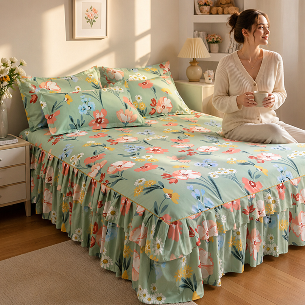 Three-Piece Ruffled Bedding Set™ — Wrap Your Bedroom in Cozy Elegance and Effortless Charm