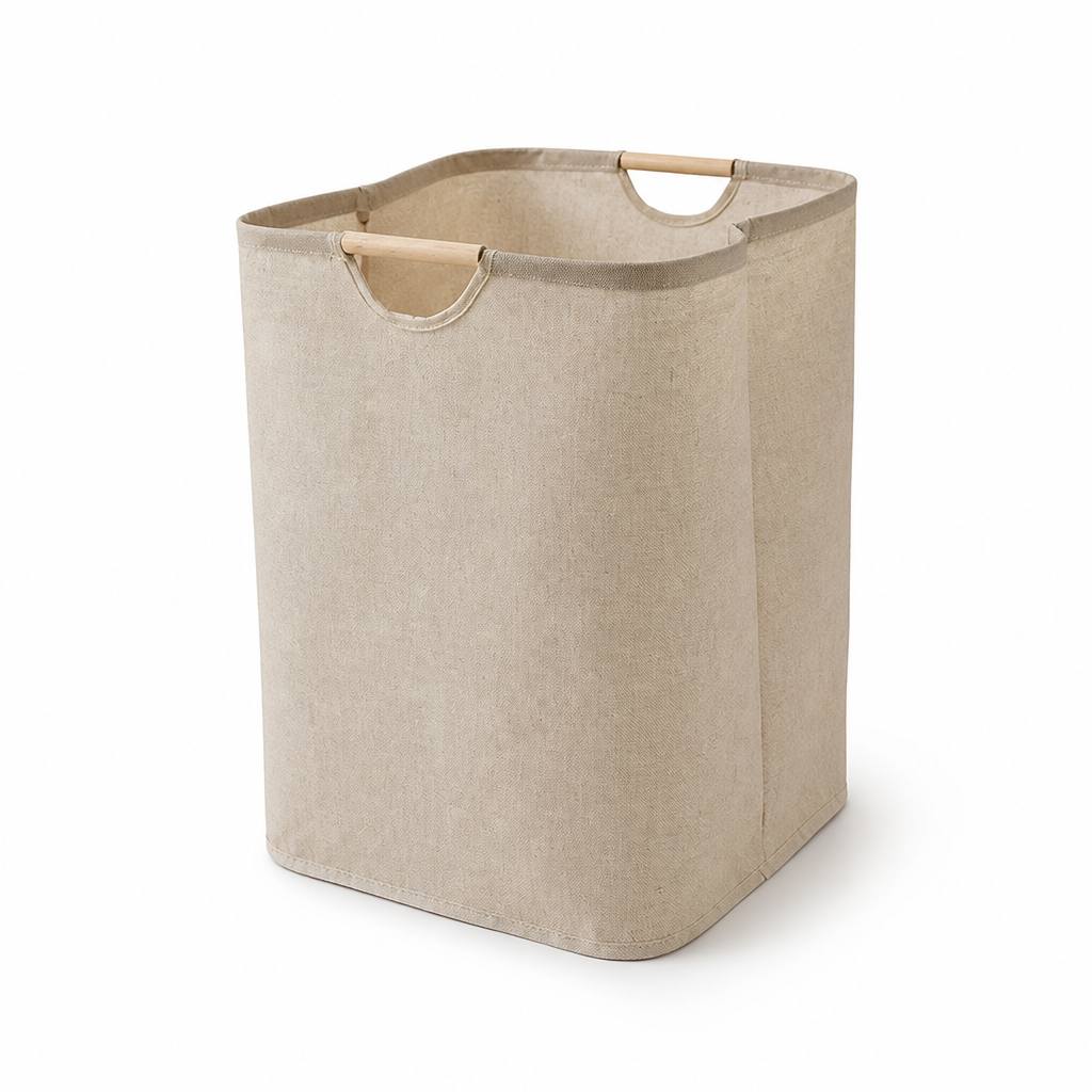 Space-Saving Cotton-Linen Foldable Laundry Basket