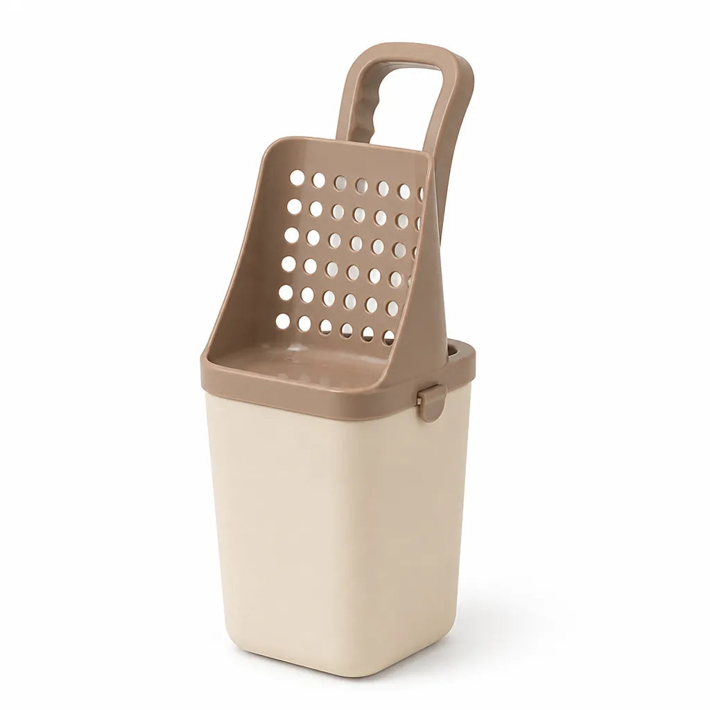 Perforated Cat Litter Scoop With Integrated Waste Container