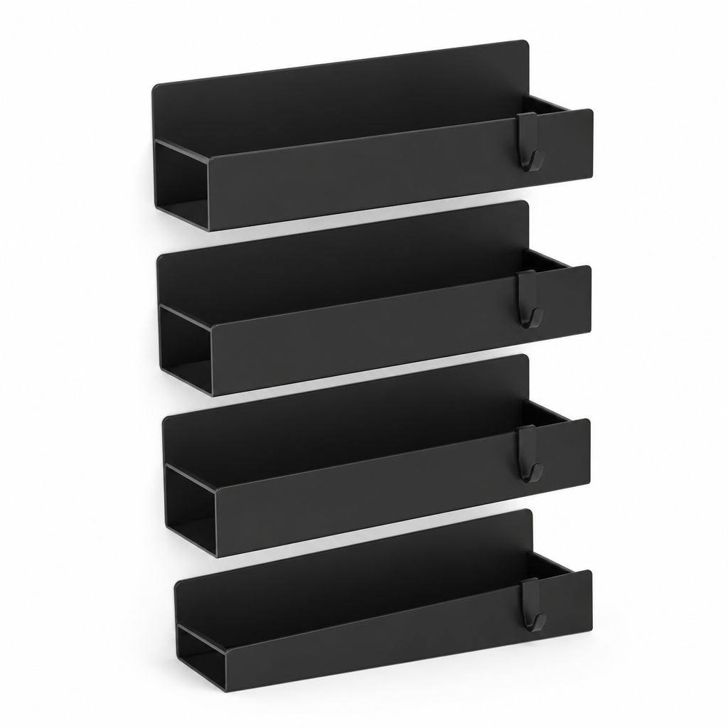 Space-Saving Magnetic Powder-Coated Spice Rack Set (Set of 4)