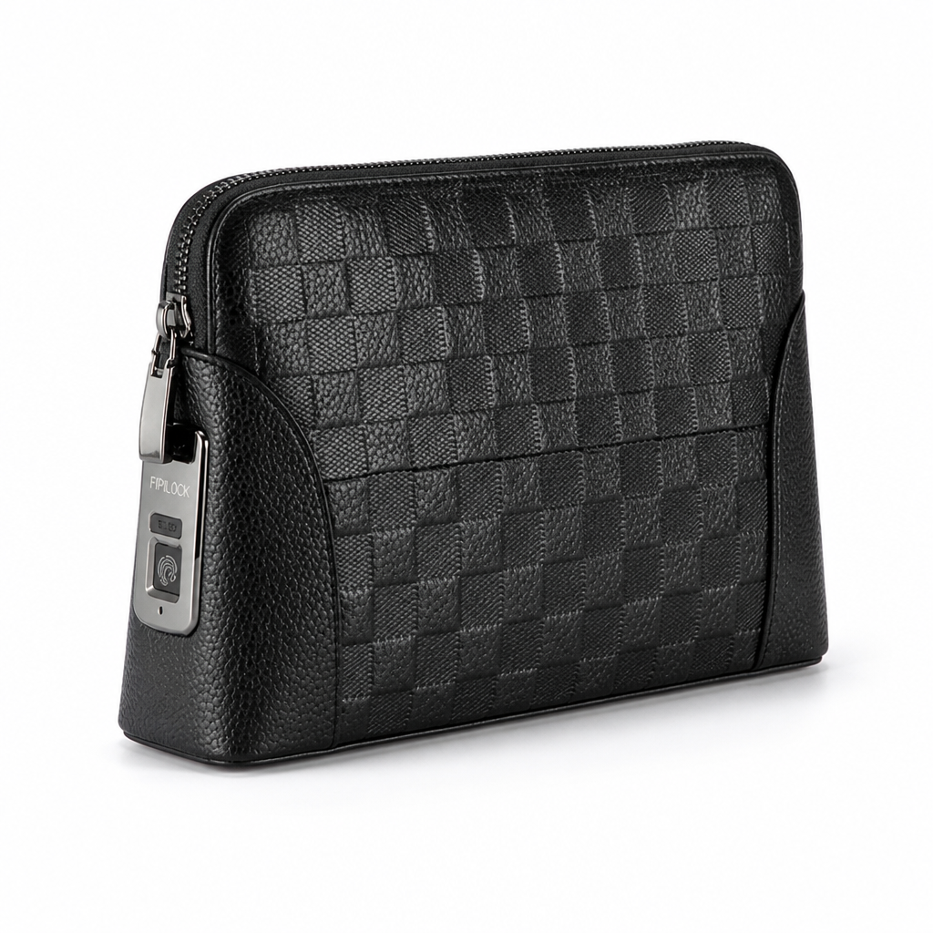 Biometric Fingerprint Lock Multi-Compartment Genuine Leather Handbag