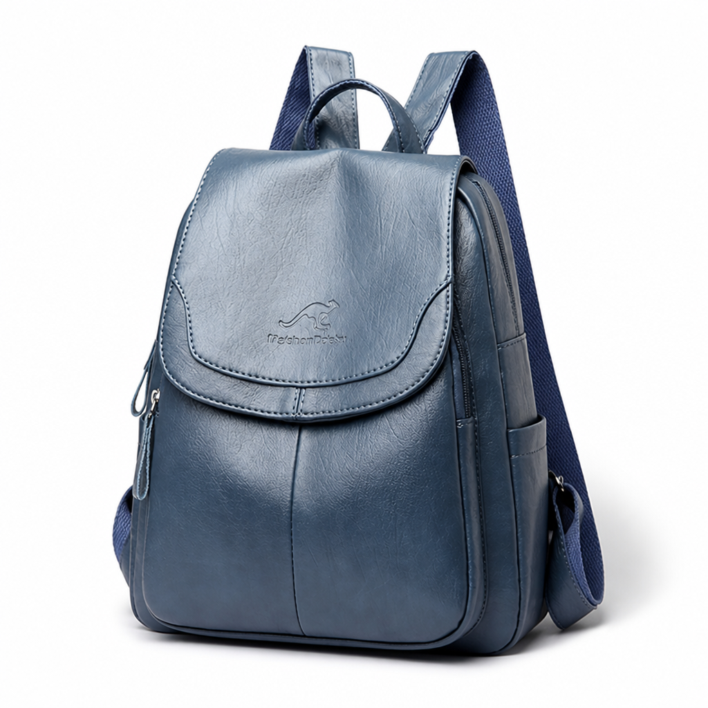 Anti-Theft Embossed Leather Backpack