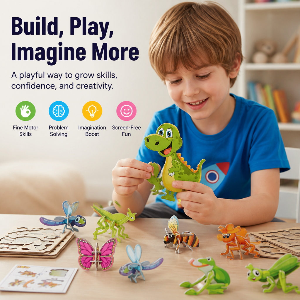 PixiMinds™ 3D Puzzle Set — Ignite Creativity and Confidence with Every Piece