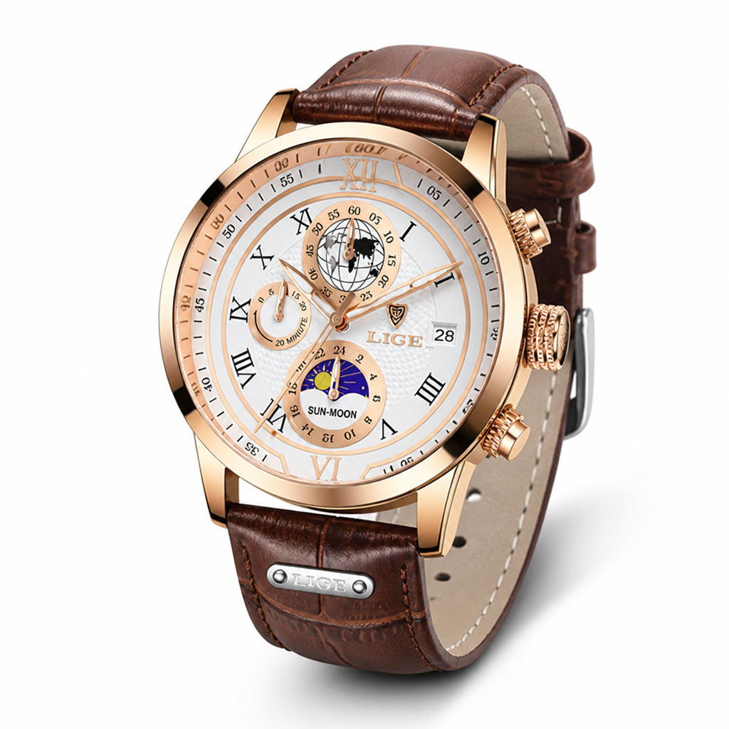Polished Classic Chronograph Men's Watch (Adjustable Strap)