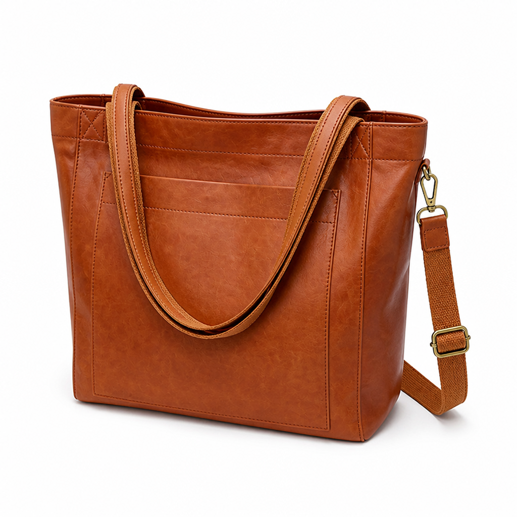 Structured Genuine Leather Tote (Detachable Strap)