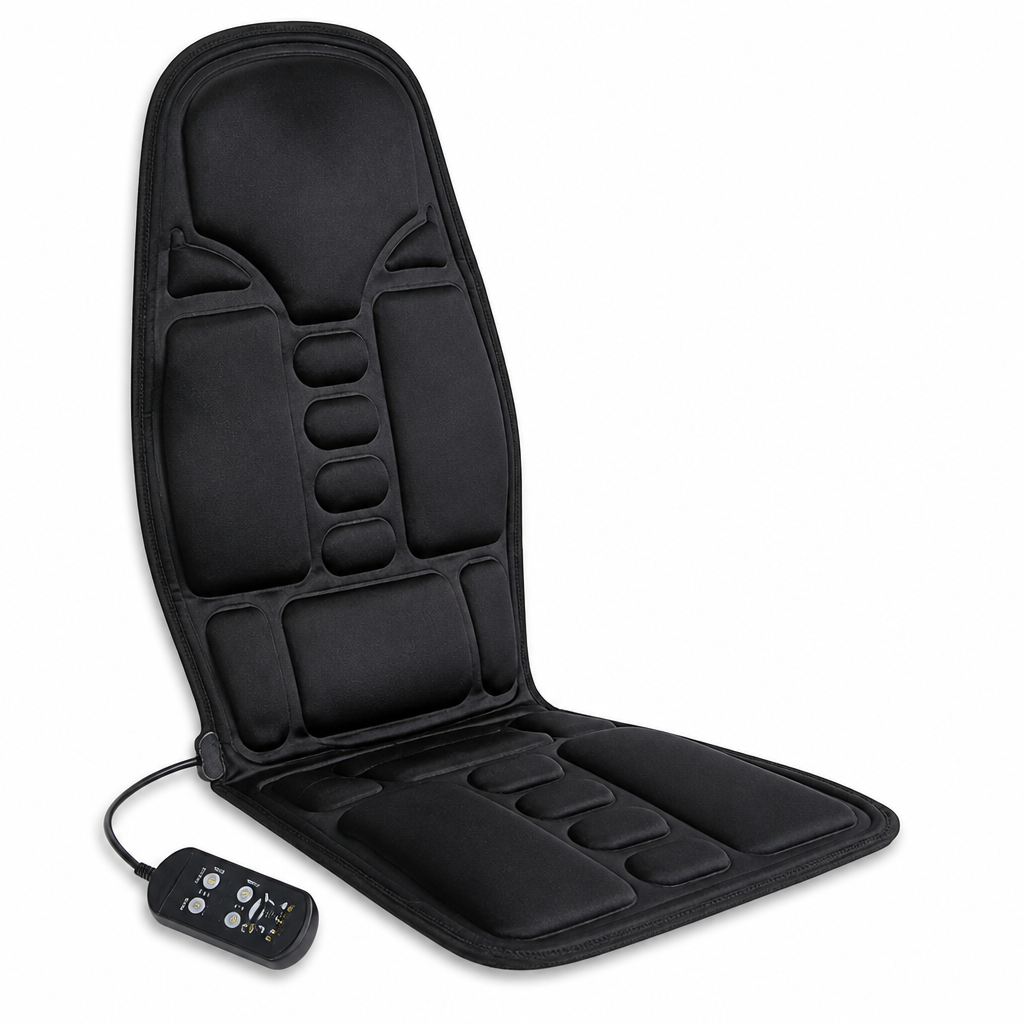 Heated 8-Mode Plush Memory Foam Massage Chair Pad (For Home & Car)