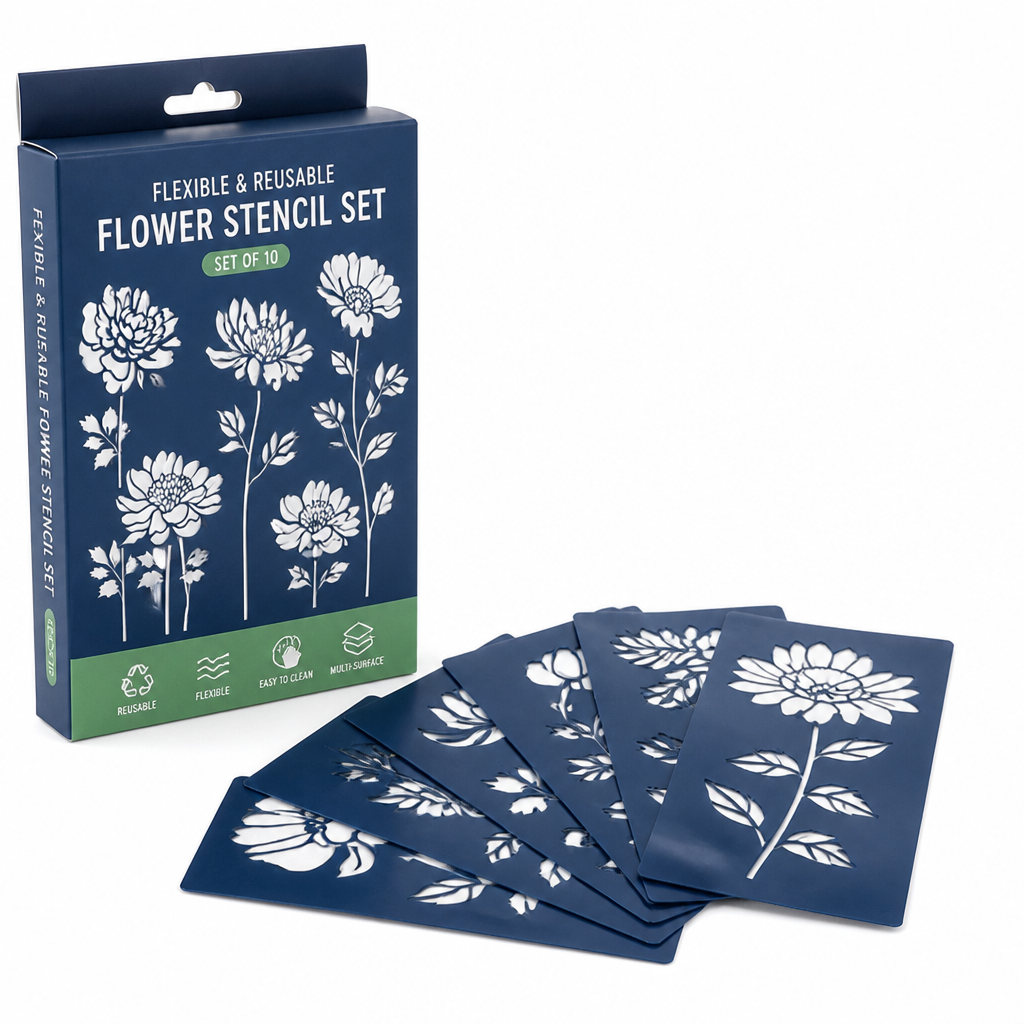Flexible & Reusable Flower Stencil Set (Set of 10)