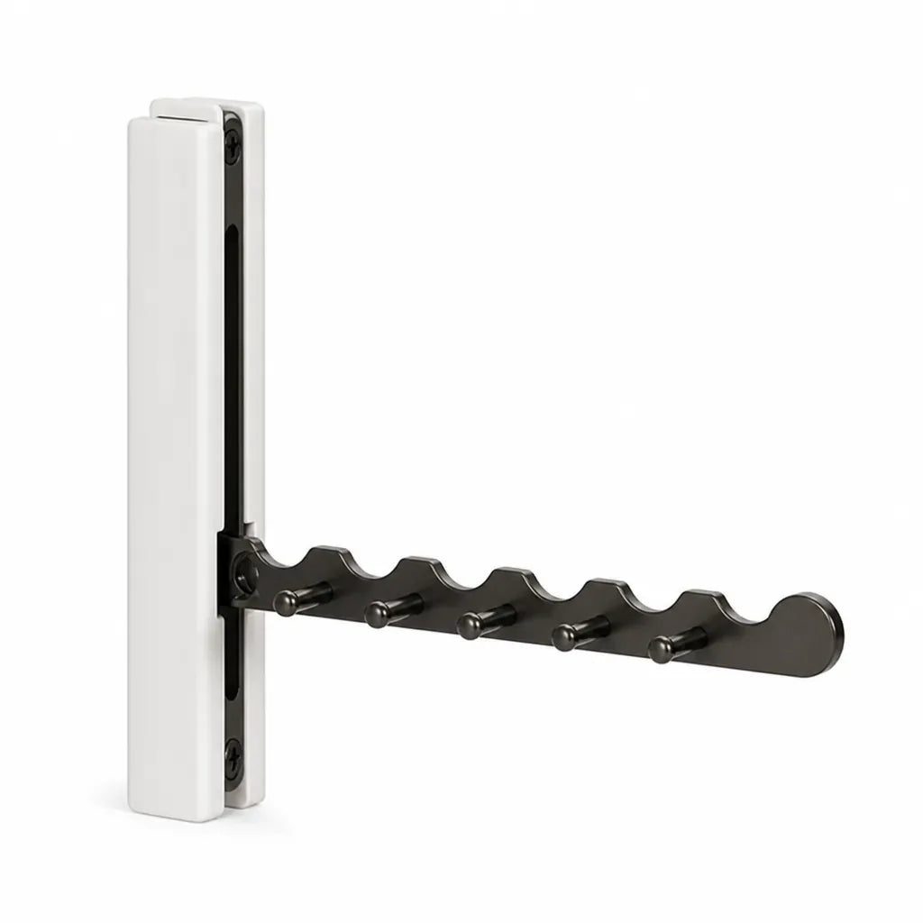 Space-Saving Foldable Wall-Mounted Coat Rack (Solid Wood Frame, Extendable Metal Rod)