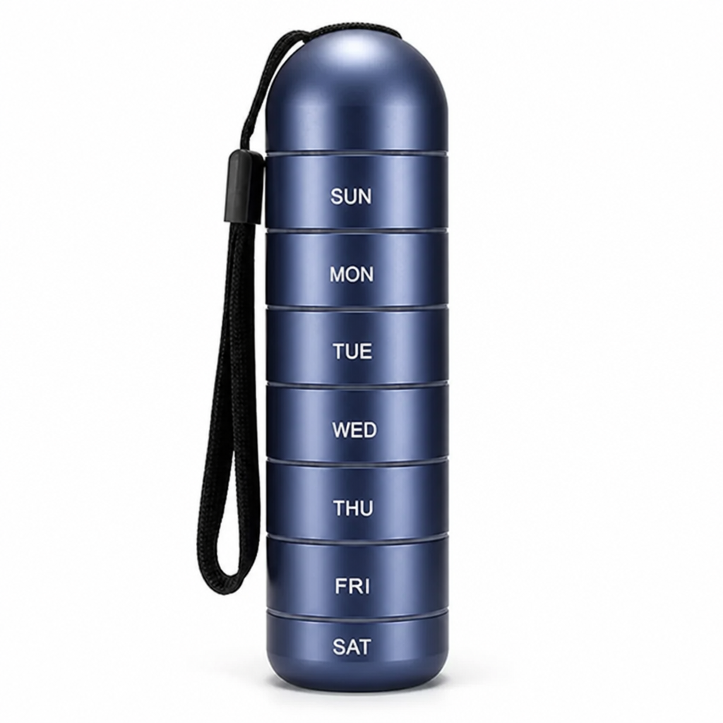 Watertight Aluminum Alloy Weekly Pill Organizer (7-Day)