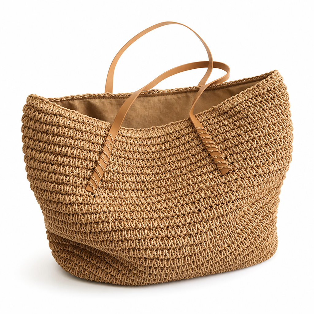 Spacious Woven Shoulder Handbag