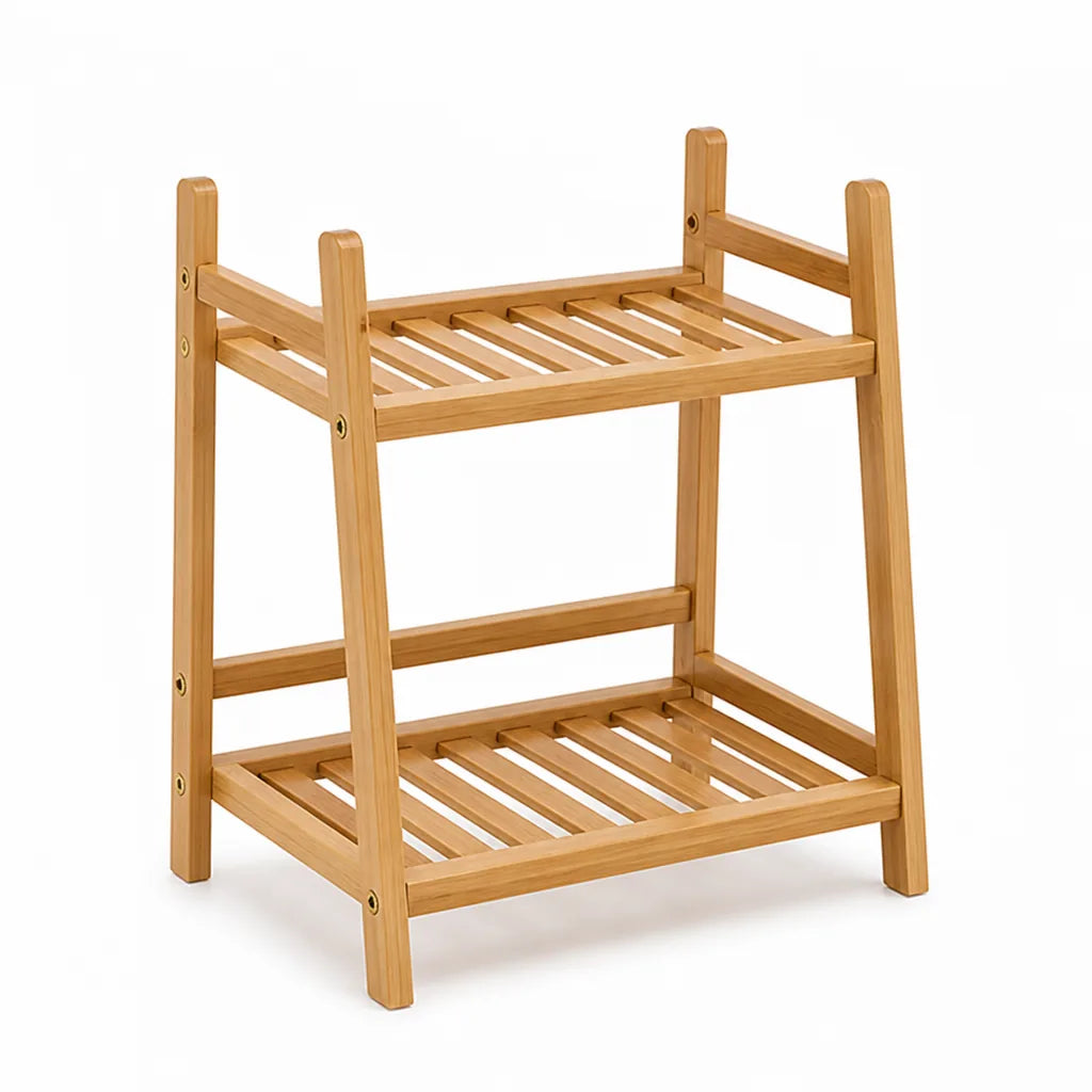 Slatted Bamboo Kitchen Shelf (2-Tier)