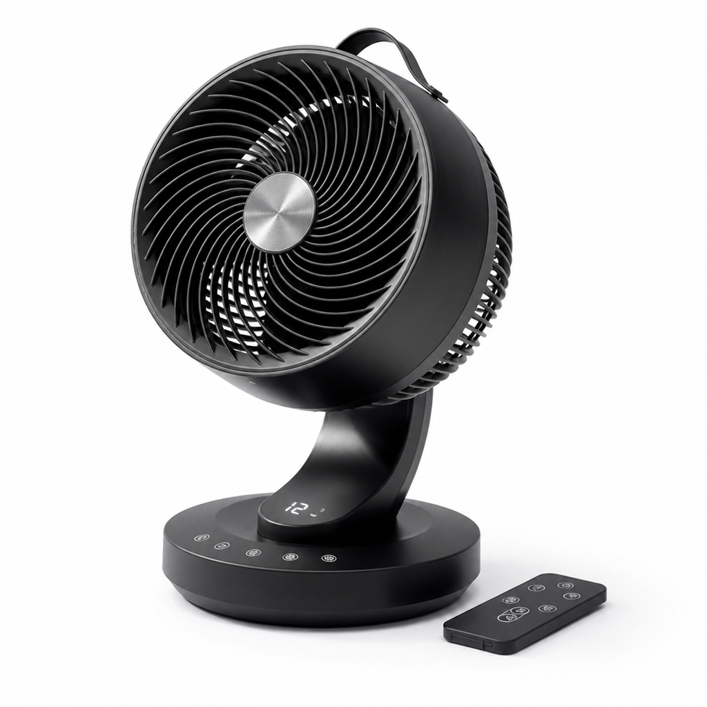 Ultra-Quiet Oscillating Desk Fan (Remote & 12-Hour Timer)